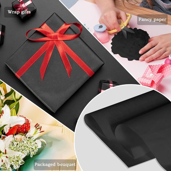 Greenii 500 pcs (480+20 free) Black Tissue Paper - 15" x 20" Wrapping Tissue - Picture 3 of 7